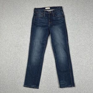 Madewell Jeans Womens 25 Slim Straight Dark Wash‎ Mid Rise Blue Denim Stretch